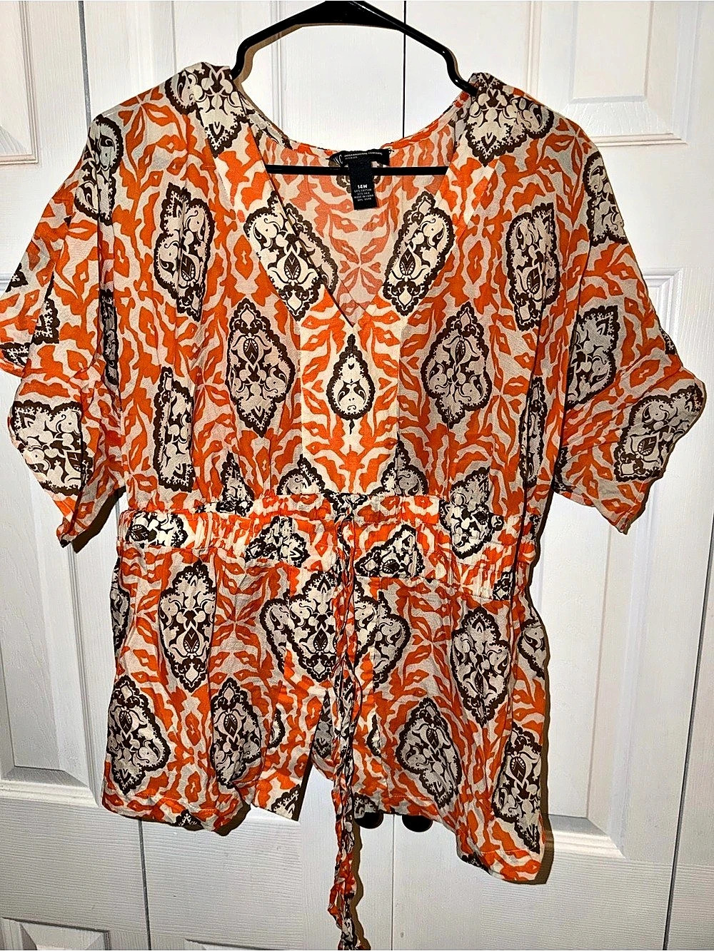 International Concepts top in Orange & Brown Size 14W Like New